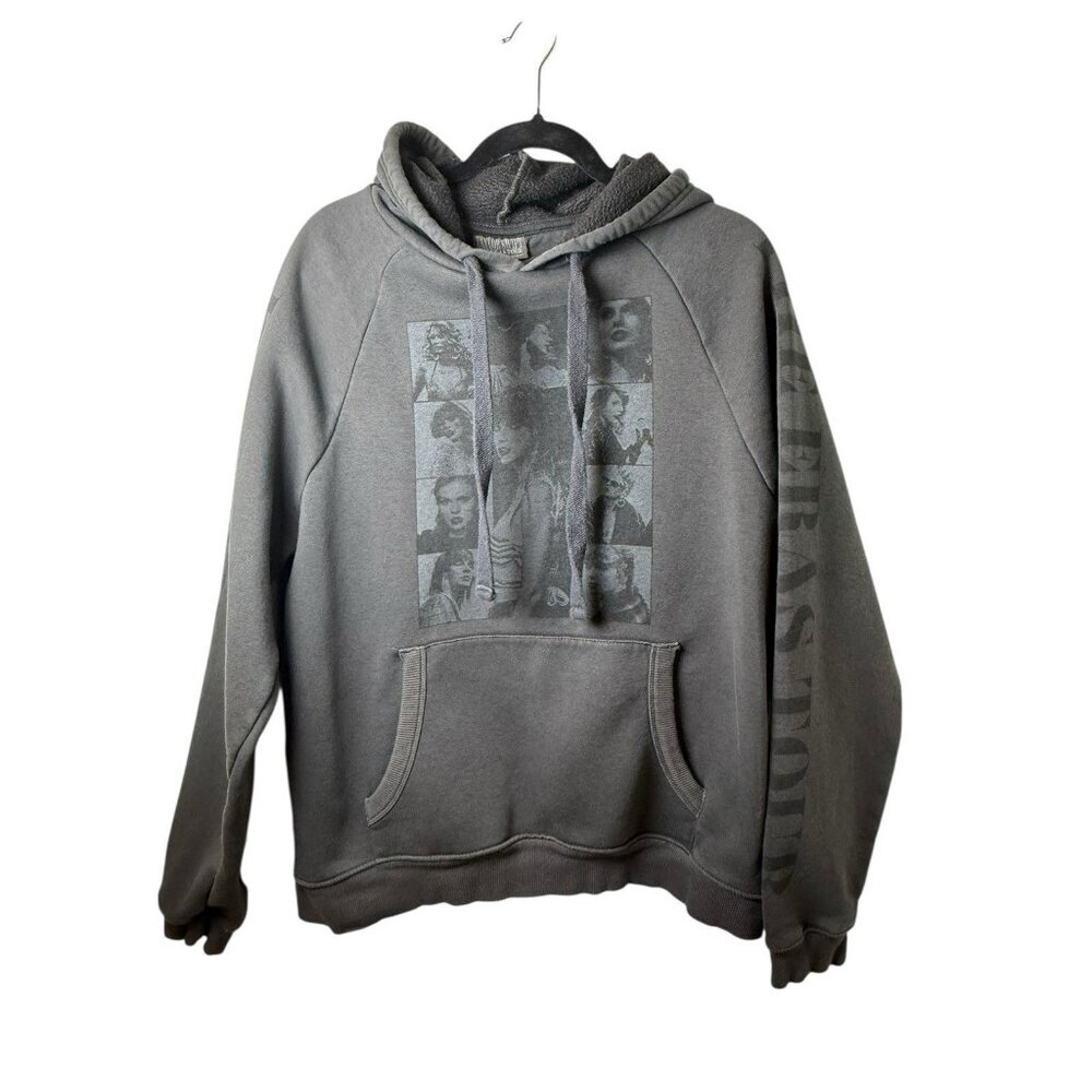 Taylor Swift Eras Tour Hoodie Size Medium Black Grey Graphic Concert Sweatshirt